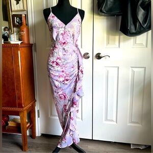 astr pastel purple floral ruffle chiffon mermaidcore dress